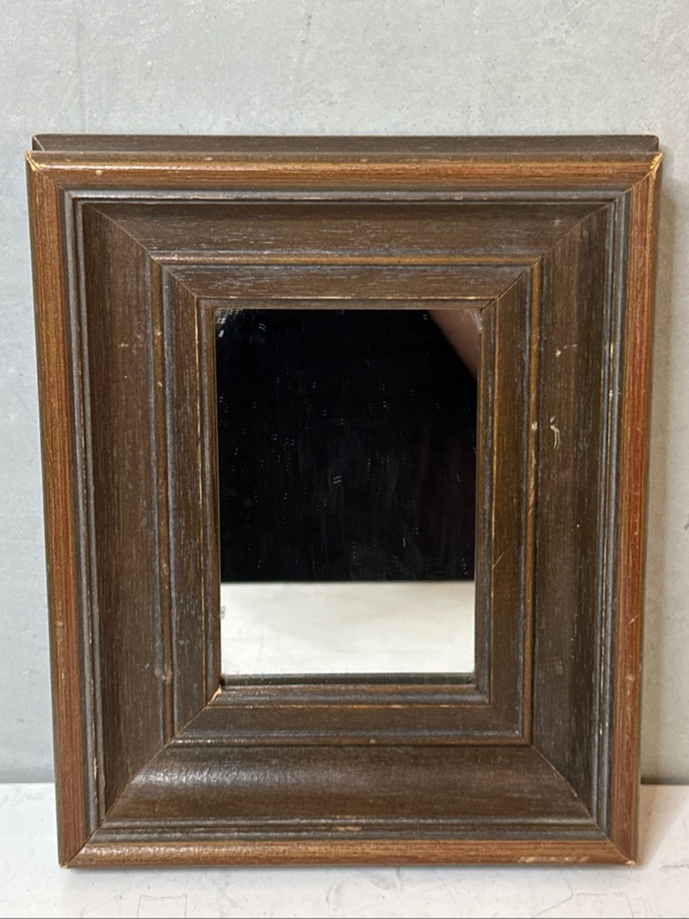 VINTAGE WOOD MID CENTURY SMALL MIRROR 7X8